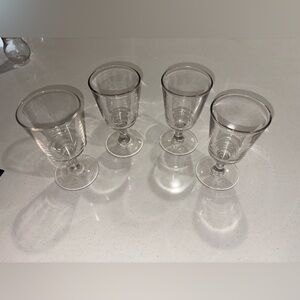 4 vintage water goblets clear drinking glasses mixed drink fancy glass